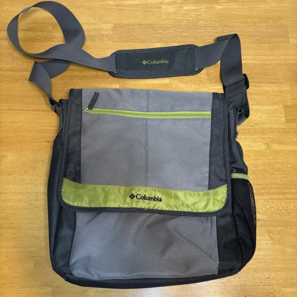 Columbia Messenger Diaper‎ Bag Timeless Travel w Thermal Bottle Chamber Gray F5